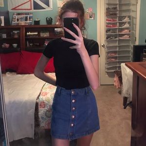 forever 21 button down denim skirt